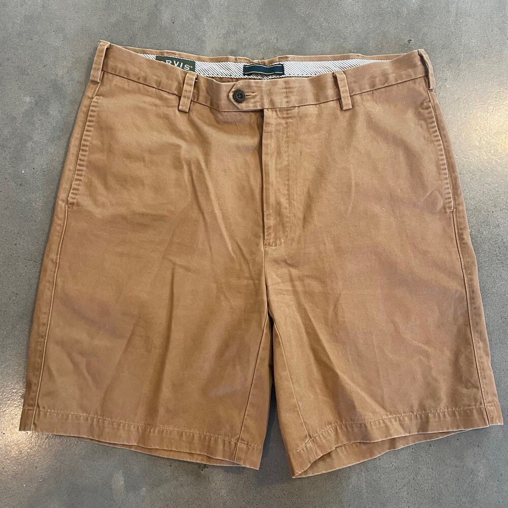 Orvis Brown Khaki tan Chino Pima Cotton Casual Mens Shorts size 36